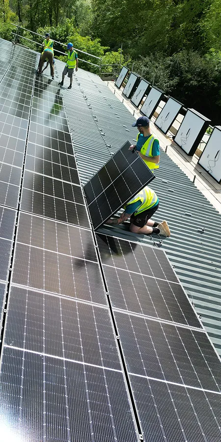 Commercial solar panel system installation